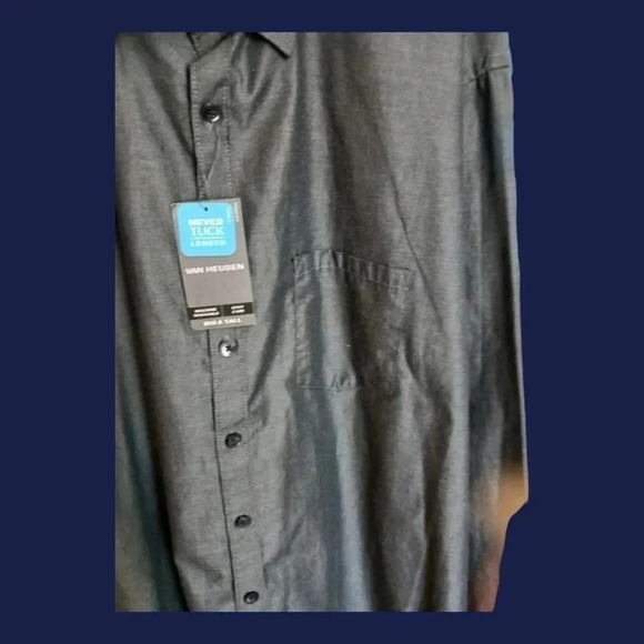 Van heusen dress shirt  big & tall size 3xlt 20-20.5 gray color - Picture 3 of 8